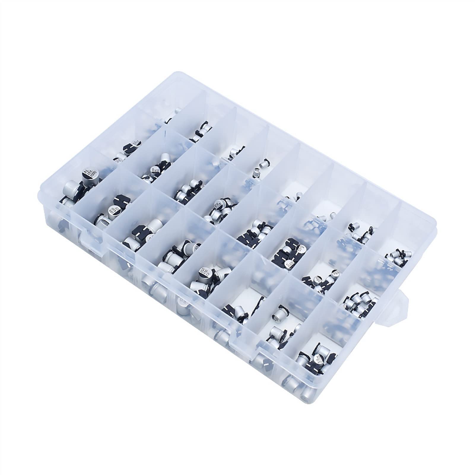 Condensadores 1UF~1000UF 6.3V-50V 400Pcs 24Value SMD Kit de surtido de condensadores electrolíticos de aluminio + caja
