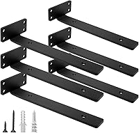 Vista 22 de HITOMEN Soportes de estante flotantes resistentes, accesorios de estantes ocultos de 8 pulgadas (1/5 pulgadas de grosor), soportes de hierro L