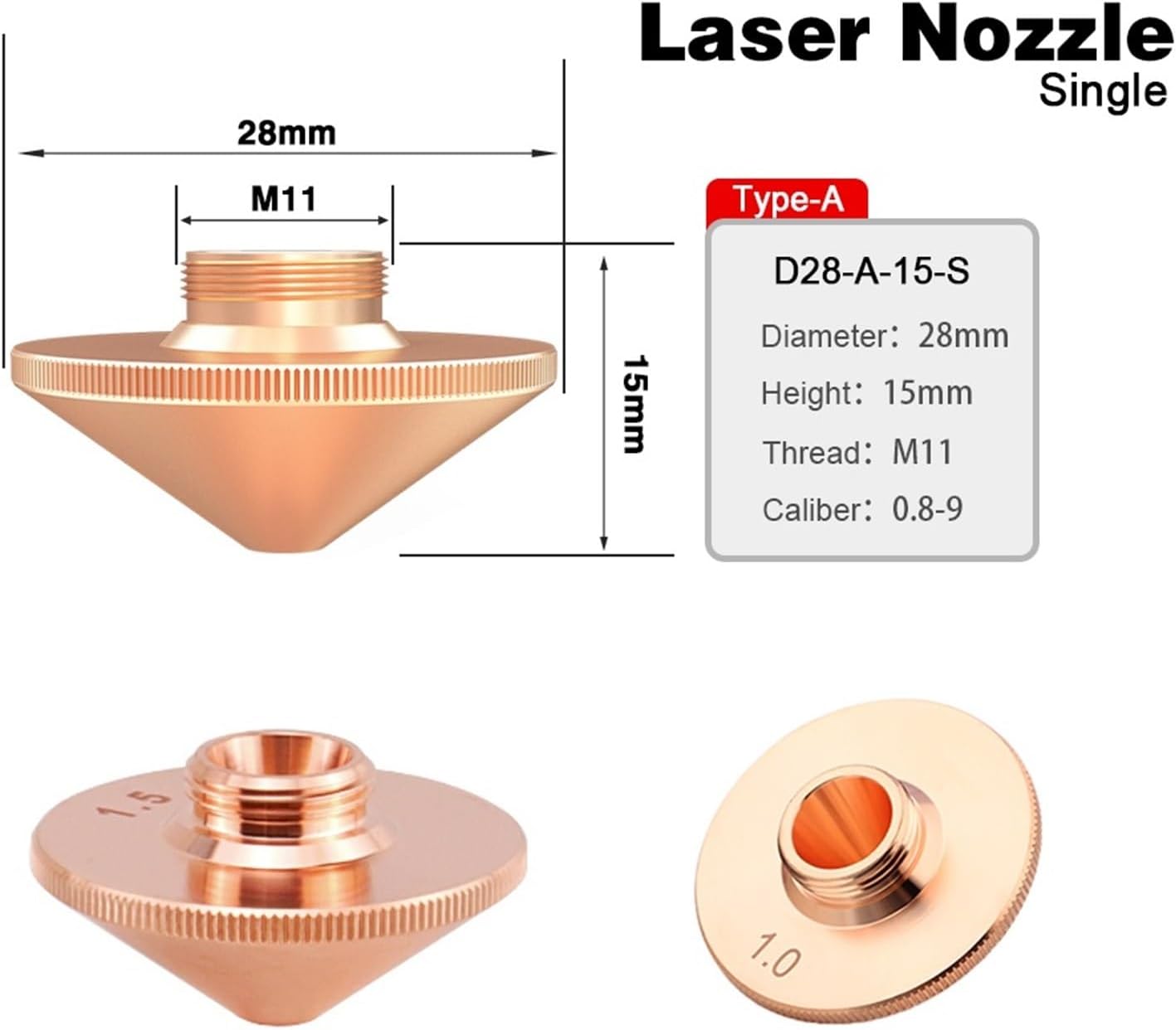 Laser Cutting Nozzles D28 M11 D32 M14 Single Double Chrome Layers 1Pcs
