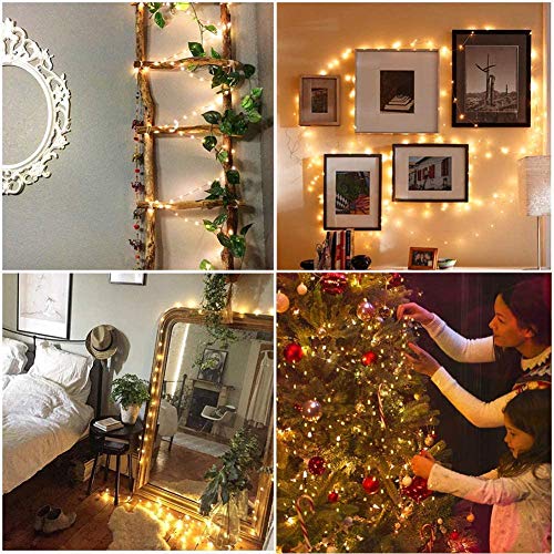 Beewin 2 Pack 33Ft 100 Led Solar Copper String Lights,8 Modes Christmas Fairy Lights Waterproof Ip65 Twinkle Lighting Indoor Outdoor Fairy Firefly Lights Auto On/Off (Warm White) #TOP4