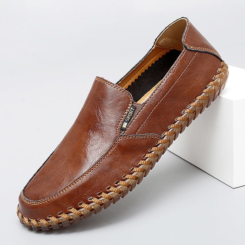 Mens Casual Shoes Loafers for Men Leather Men's Driving Dress Boat Man Brown Khaki Black Size Fashion Handmade2