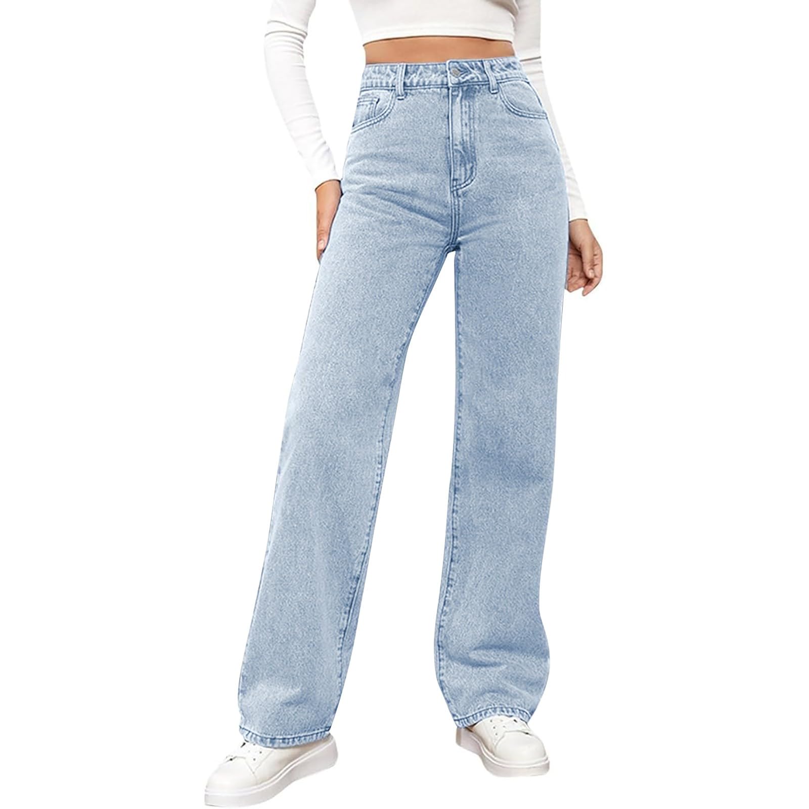 Straight Leg Jeans for Women Casual Washed Vintage Loose Fit Boyfriend  Baggy Denim Pants Y2k Denim Pants for Women
