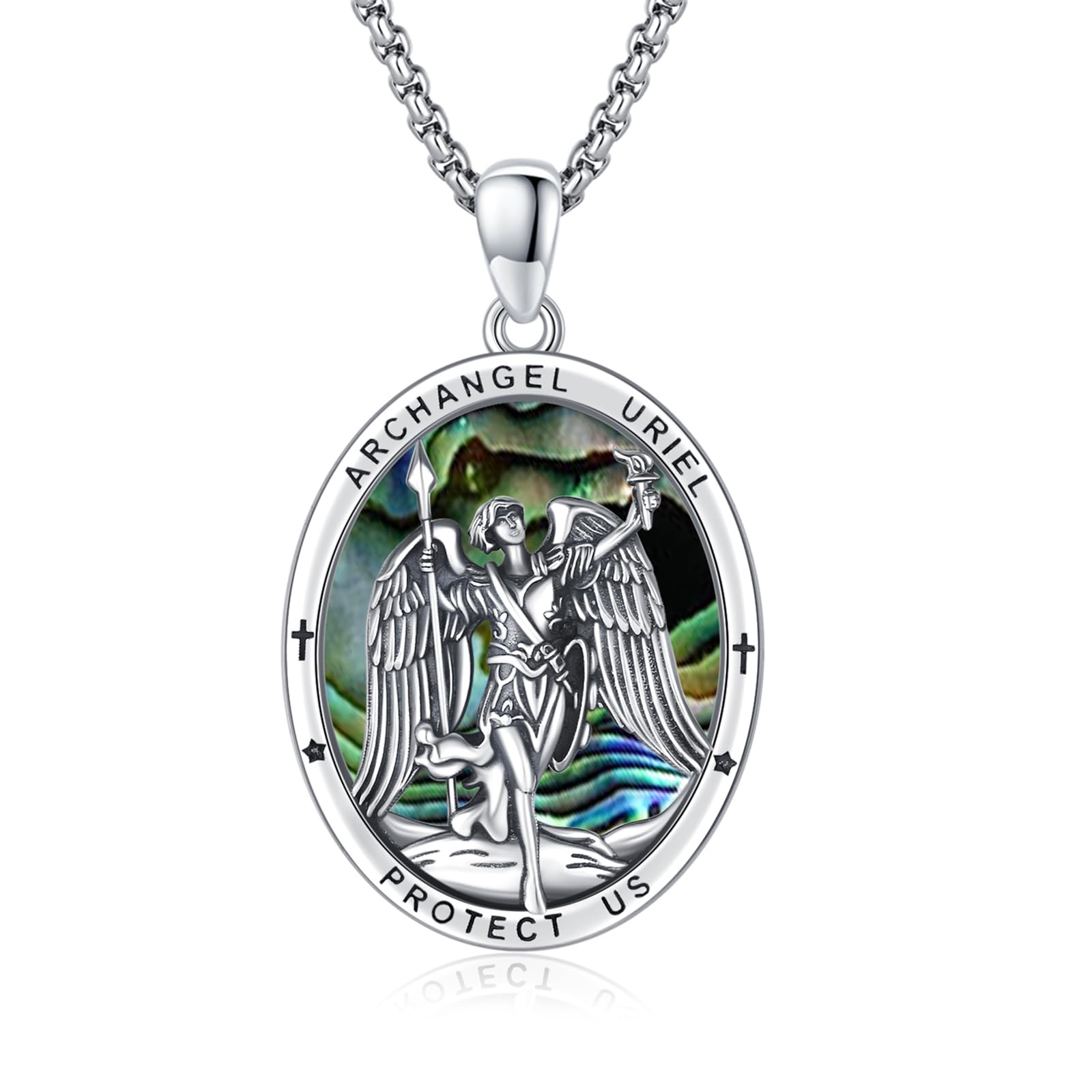 Silver/14K Gold Patron Saint Medal Amulet Necklace for Men Women