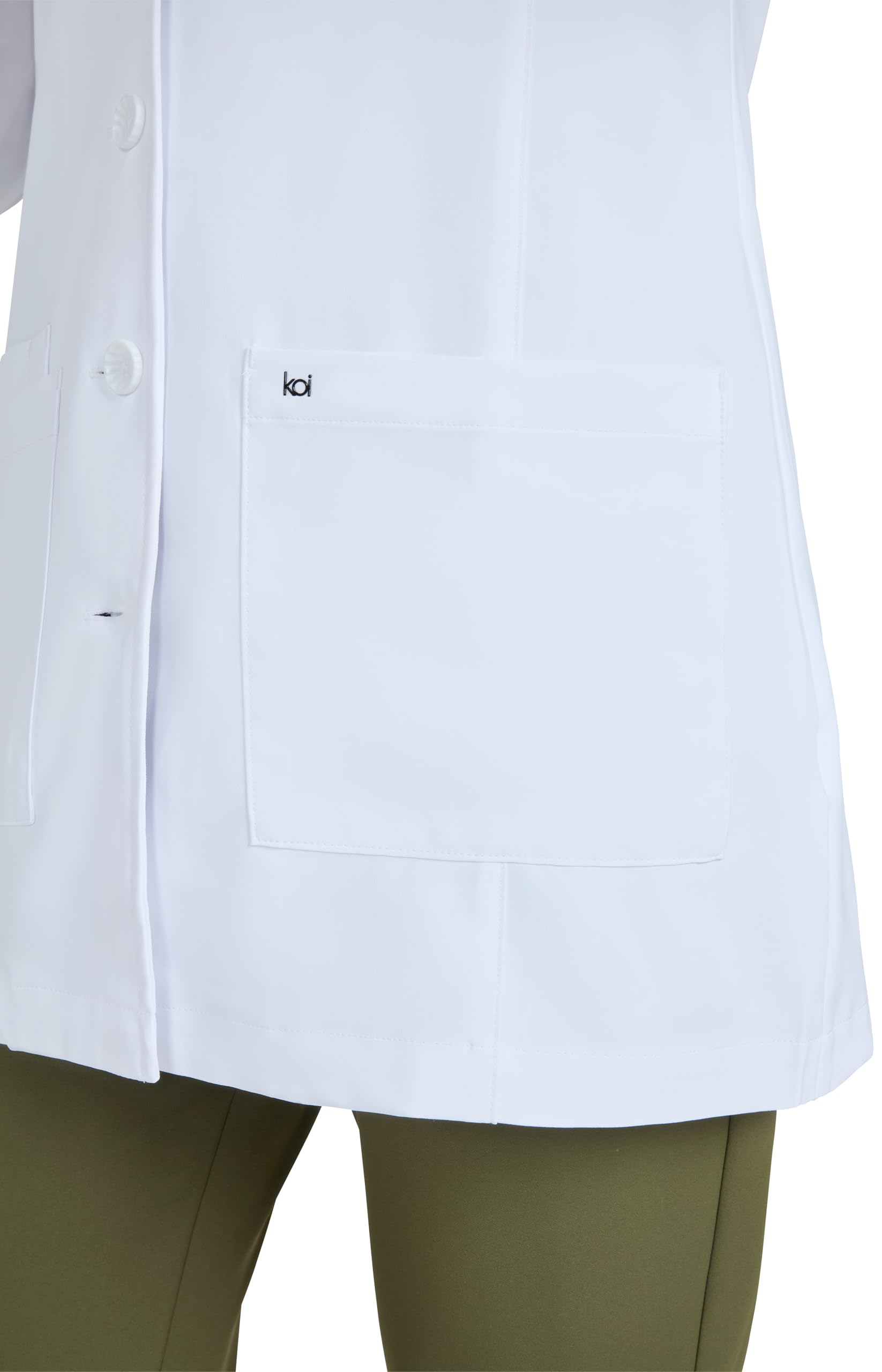 KOI Scrubs Essentials Hema - Abrigo de laboratorio elástico con 4 bolsillos para mujer