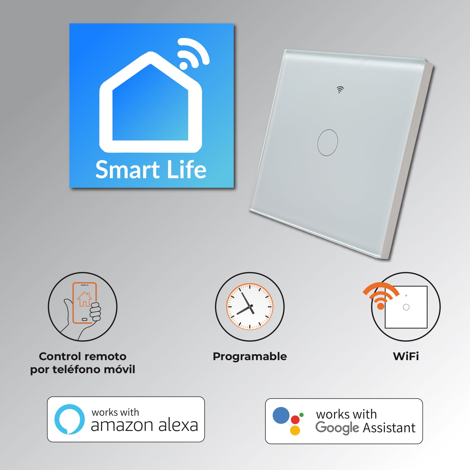 LED ATOMANT 4x Interruttore Vetro WiFi Senza Cavo Neutro App Smart Life | Pulsante a parete, Compatibile con Alexa e Google Assistant