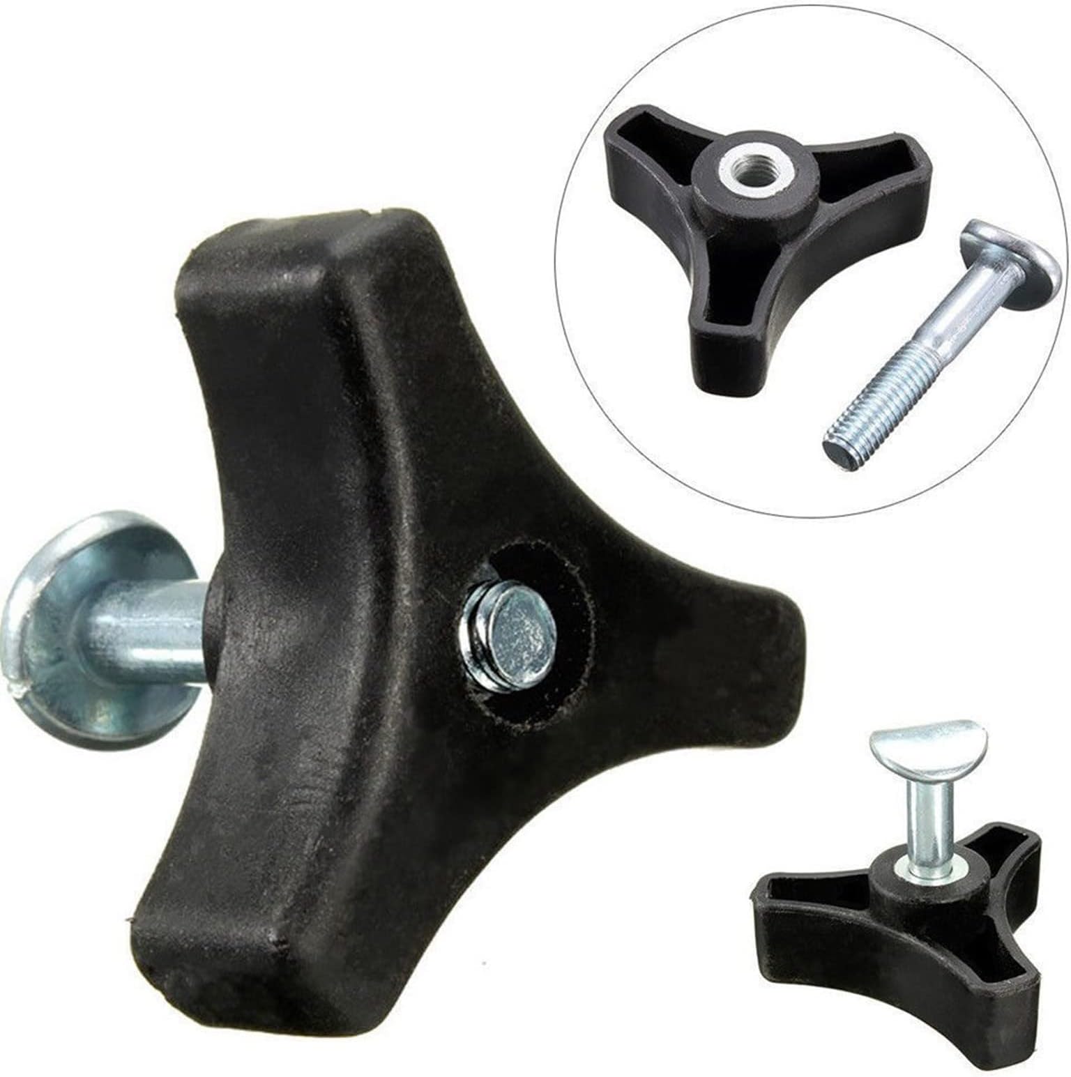 SMTHOMETriangle Handle Knob Nut Screw Bolt Black for Honda Lawn Mower Machine Garde
