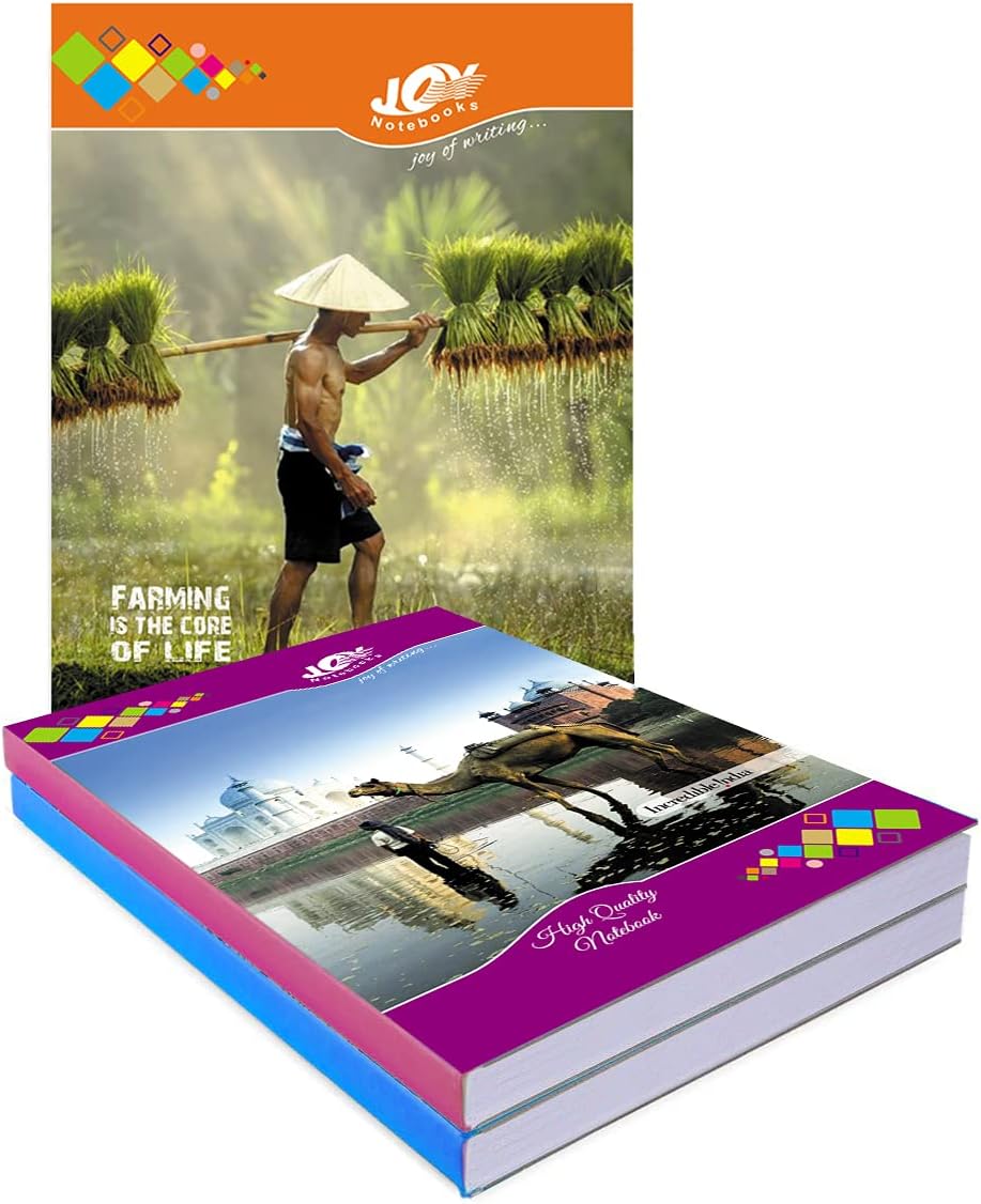 Joy Notebook | UNRULED | Plain | Long Size | 400 pages HARD COVER | Pack of 2