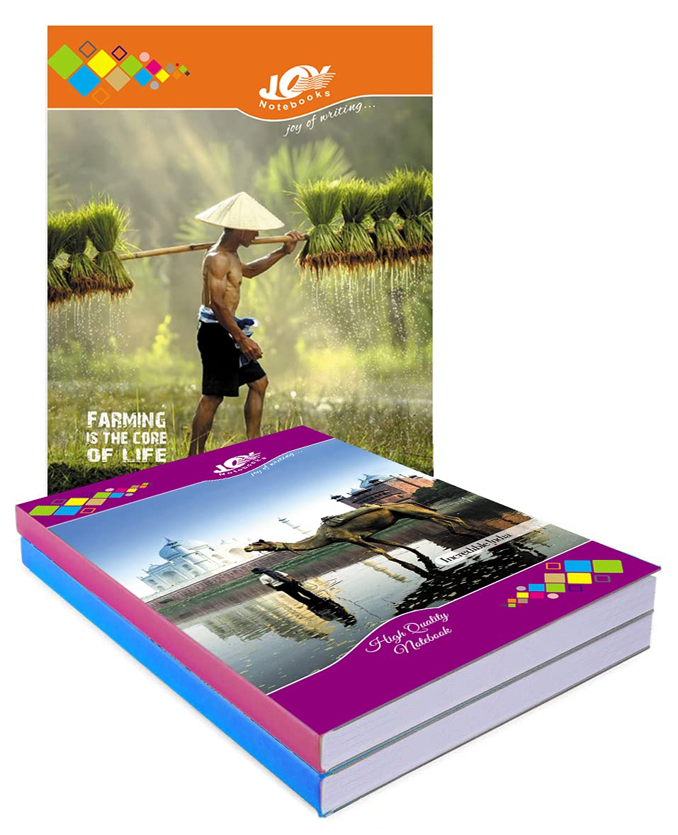 Joy Notebook | UNRULED | Plain | Long Size | 400 pages HARD COVER | Pack of 2