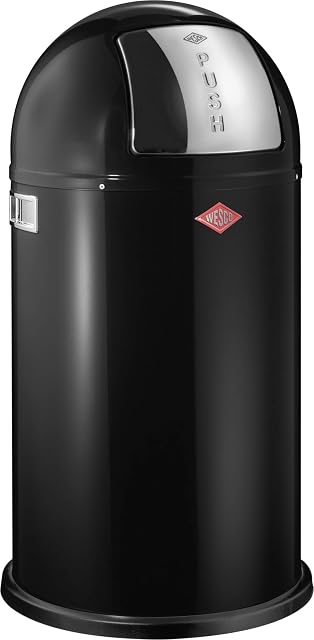 Wesco Pushboy Powder Coated Steel Waste Bin, 50 Litre, Black