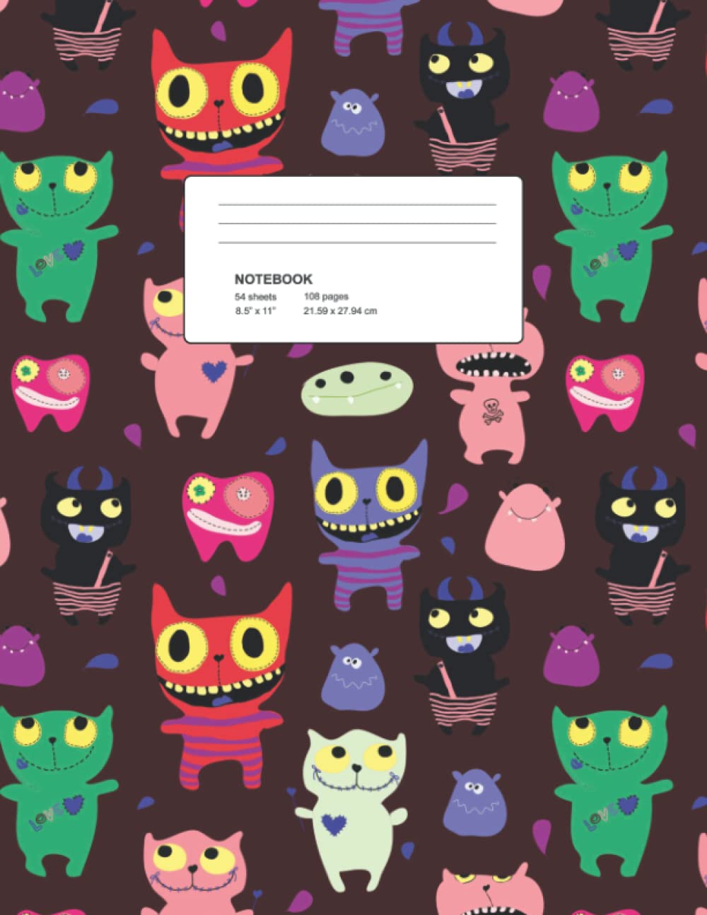 Notebook: Funny Monsters notebook journal 8.5 x 11: kids composition notebook