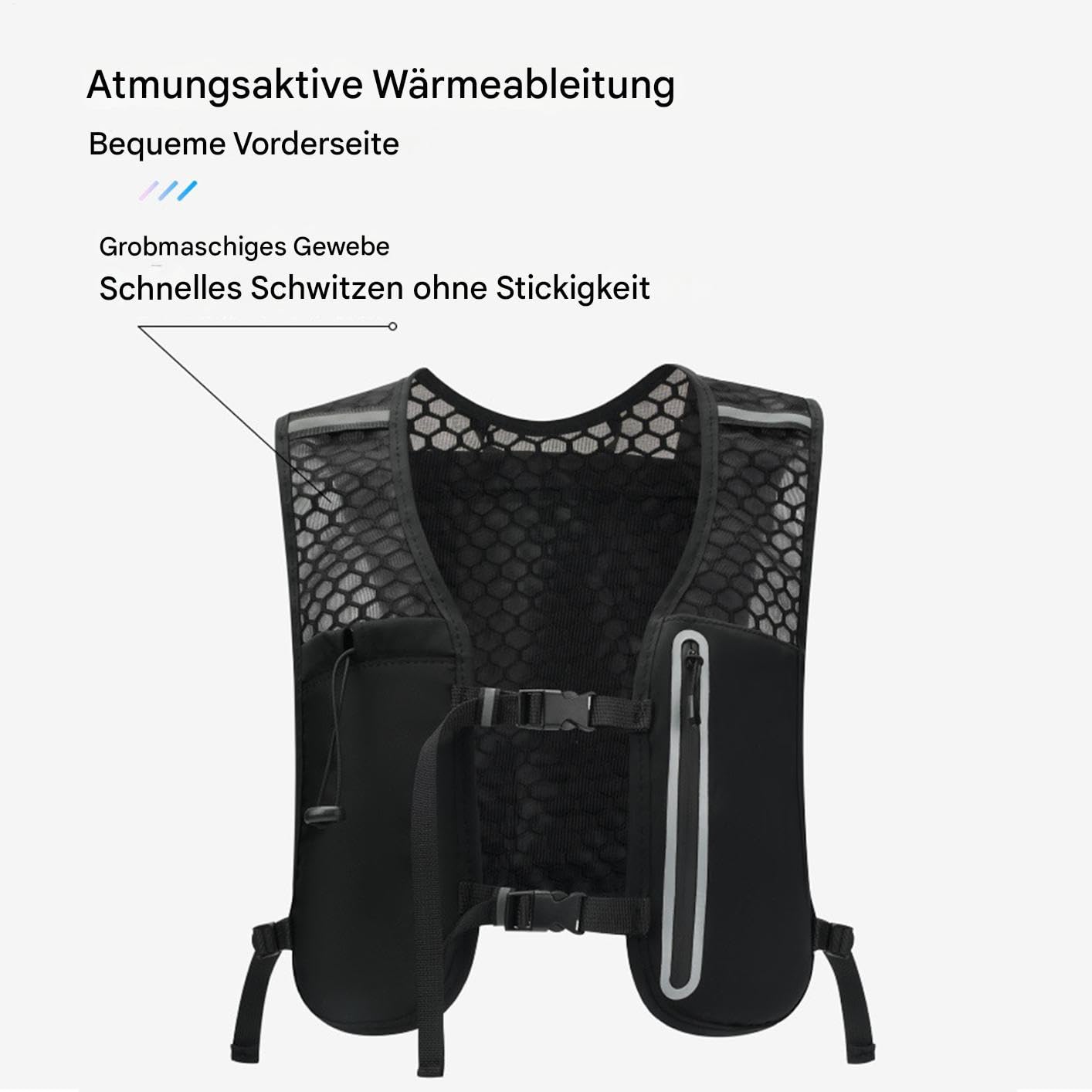 Chaleco de banda de rodadura – Bolsa de agua, paquete de carreras | Mochila ligera con bolsillos para botellas, correas reflectantes para trail jogging al aire libre, trekking, engranaje de