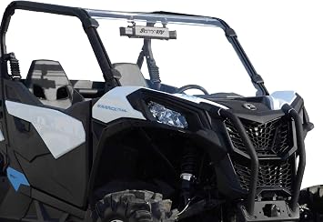SuperATV Heavy Duty Scratch Resistant Full Windshield for 2019+ Can-Am Maverick Sport 1000 See Fitment | 1/4" Thick Polycarbonate | Preinstalled Bulb Seal | Easy Install | USA Made