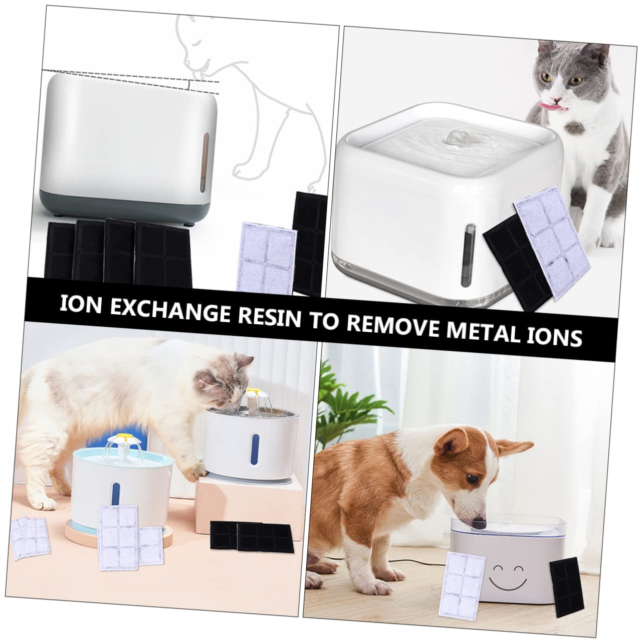Ipetboom 12piezas Filtros De Repuesto para Fuente De Agua para Mascotas Pack De y Esponjas para Filtración Efectiva y Agua Clara