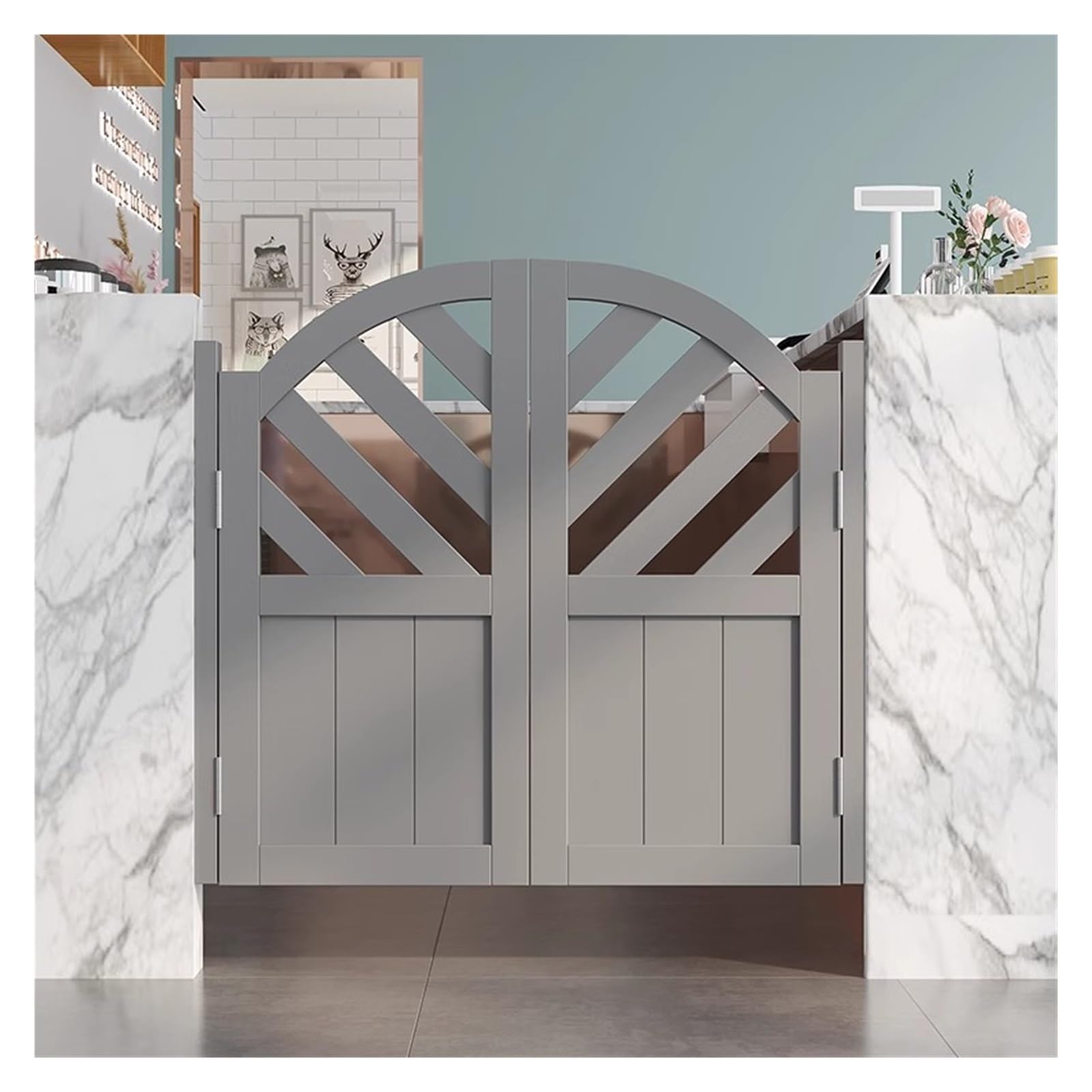 JINMLBO Bamboo Curtain Swinging Doors, Cafe Doors, Small Bar Door, Solid Wood Auto Close Saloon Door for Partition Checkout Counter Tavern Hinges Included, Customizable(85x80cm)