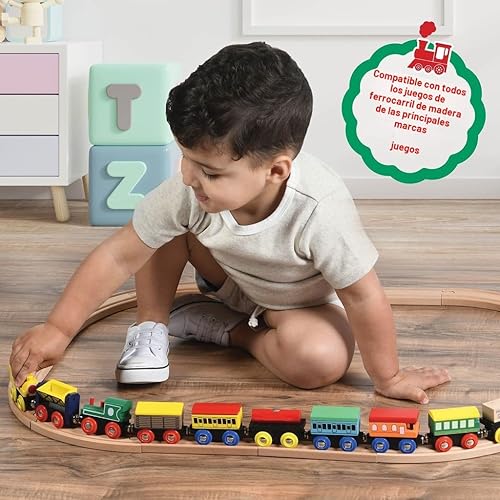 Miniatura 2 de Juego de Tren de Madera de 12 Piezas - Juego Magnético de Juguetes de Tren Incluye 3 Motores - Juegos de Tren de Juguete para Niños Pequeños y Niñas