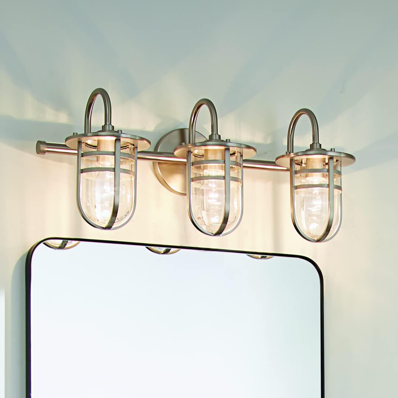 Kichler Caparros 24" 3 Light Vanity Light with Clear Ribbed Glass in Brushed Nickel