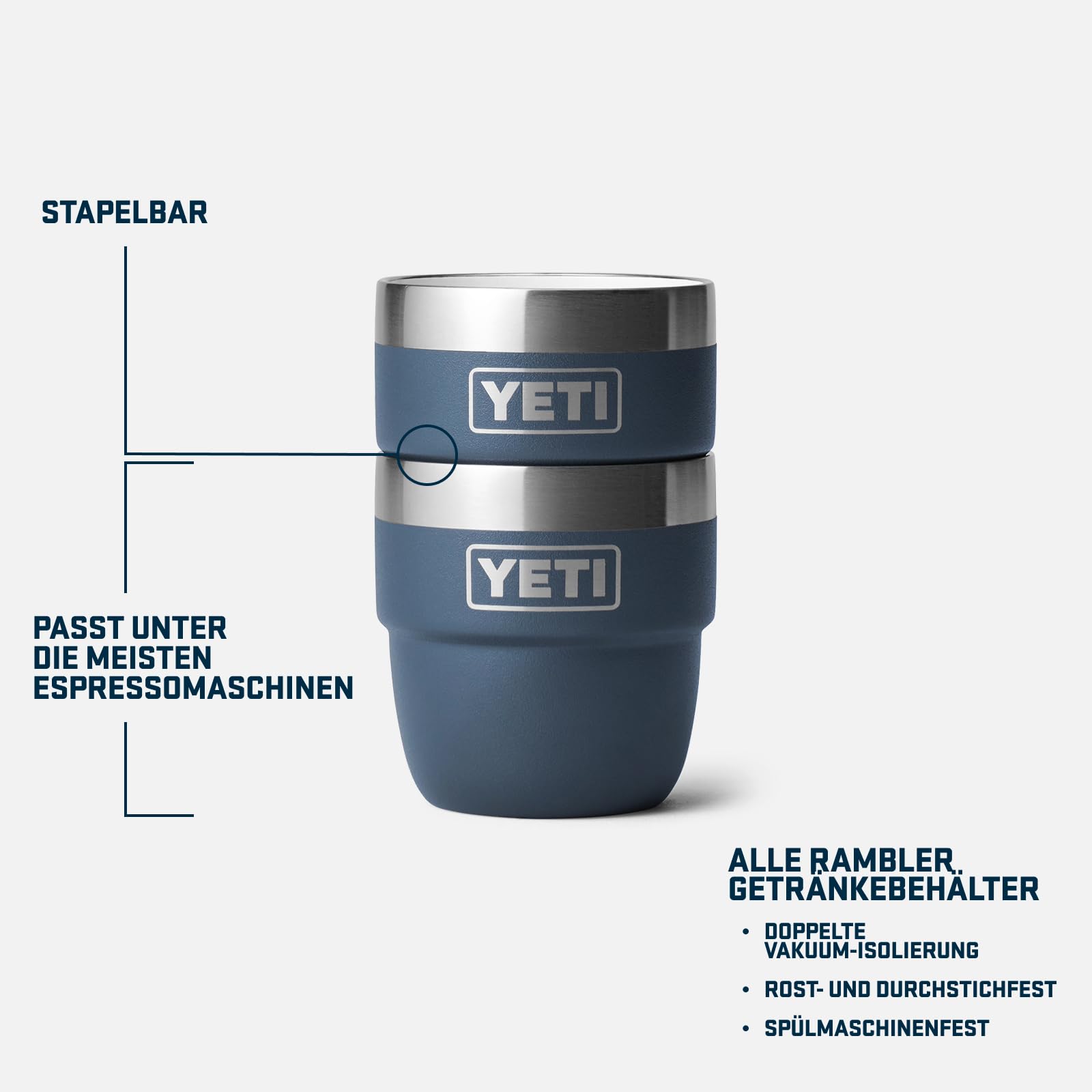 YETI Rambler Stapelbare Tasse Mit DuraSip Keramikbeschichtung, Navy, 2 Pack 4 oz (118 ml)