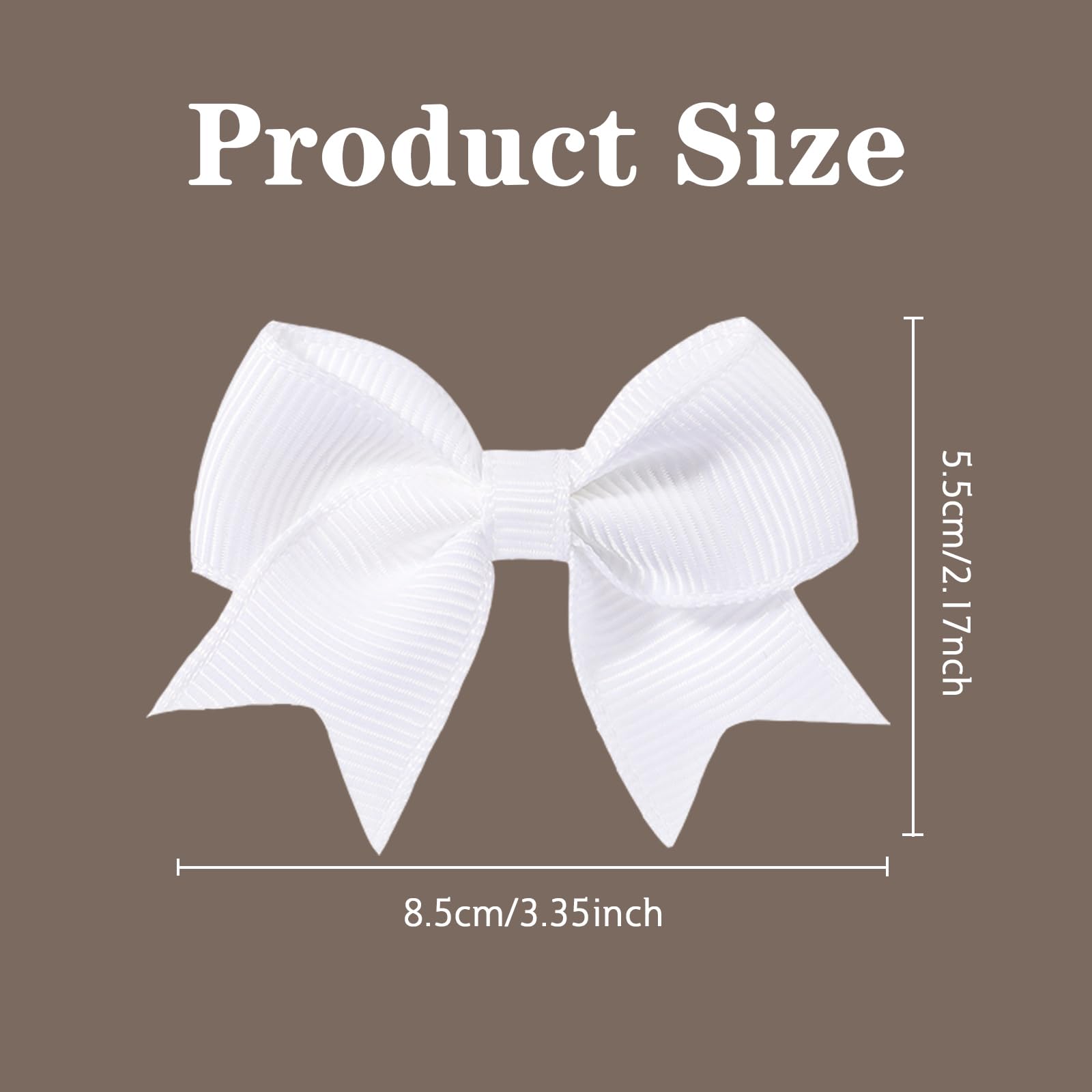 10 Pcs Mini Bows, Hair Bows for Girls Grosgrain Ribbon Alligator Clips (White) - Image 2