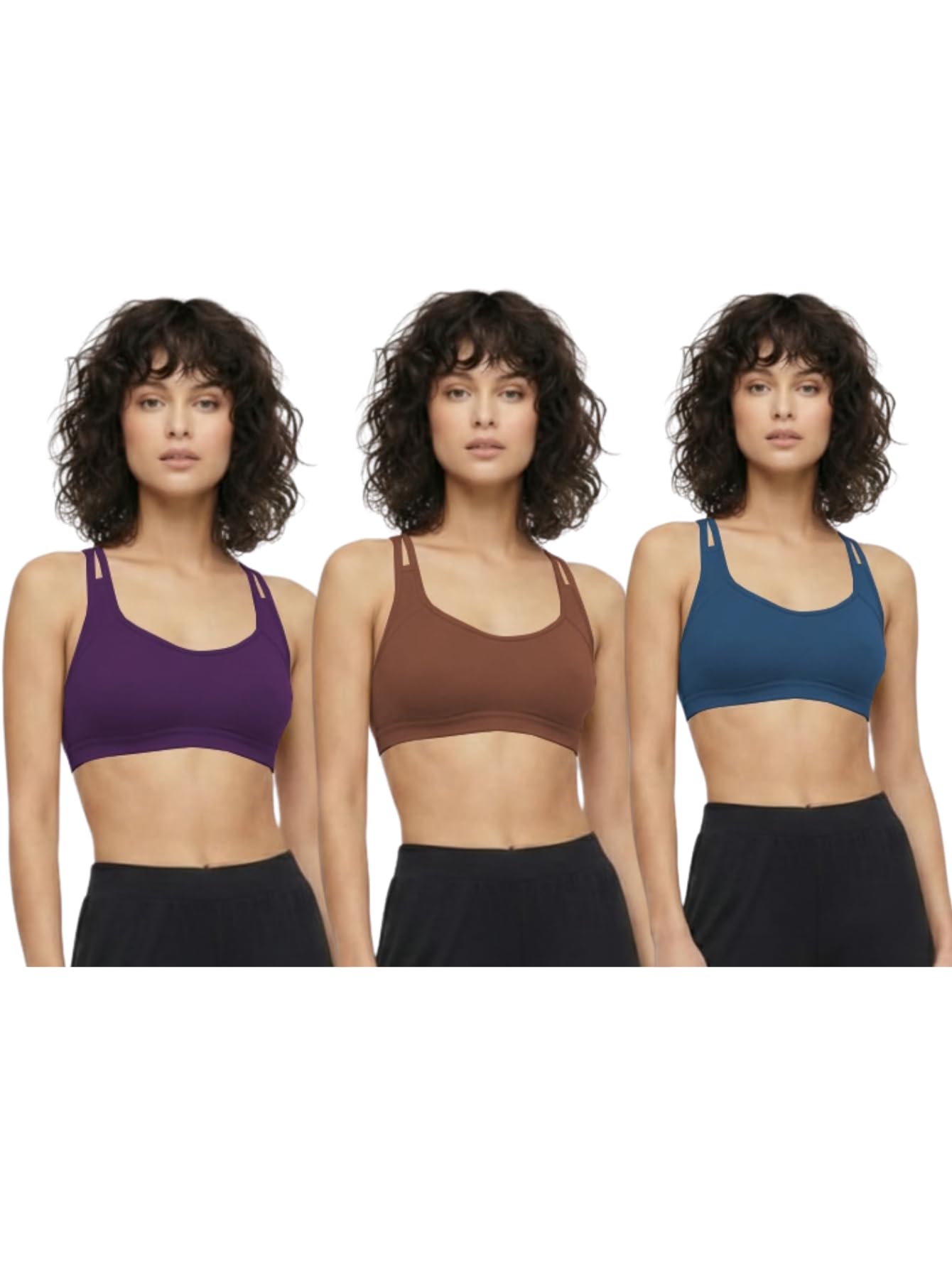 Sports Bra High Impact 3 Pack | Sports Bra for Women Non Padded | Activewear for Gym |Cross Back Workout Bras |
