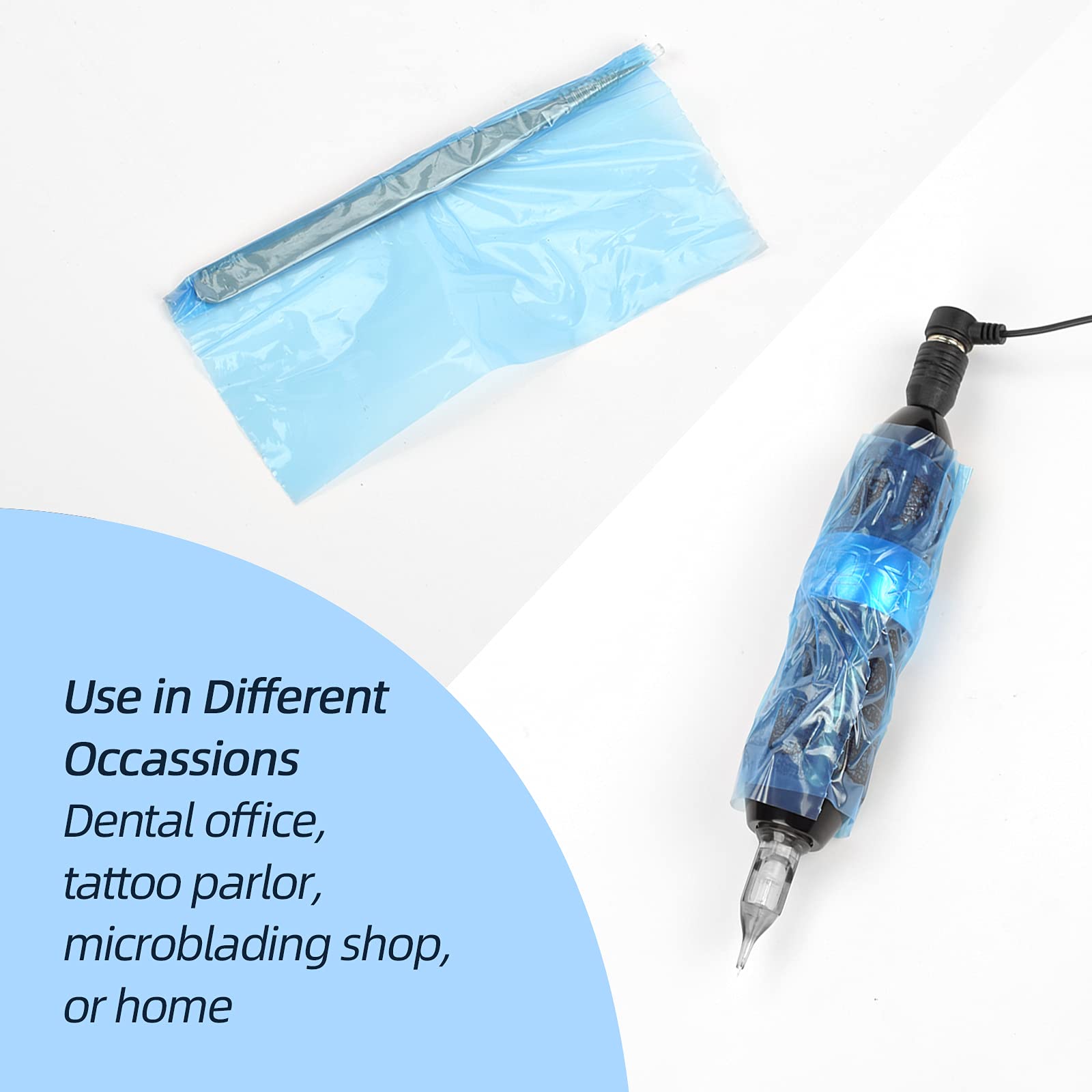 JimKing - Pellicola protettiva usa e getta, 1200 fogli, in polietilene, per tatuaggi dentali, trucco, microbladingy, blu, 10,2 x 15,2 cm, 1 rotolo