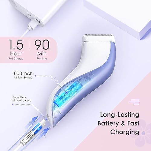 Miniatura 5 de Womens Electric Razor Ribivaul Electric Lady Shaver with 3-1 Shaving Blade Fast Charging Cordless Women Bikini Trimmer with Long Battery Life Wet