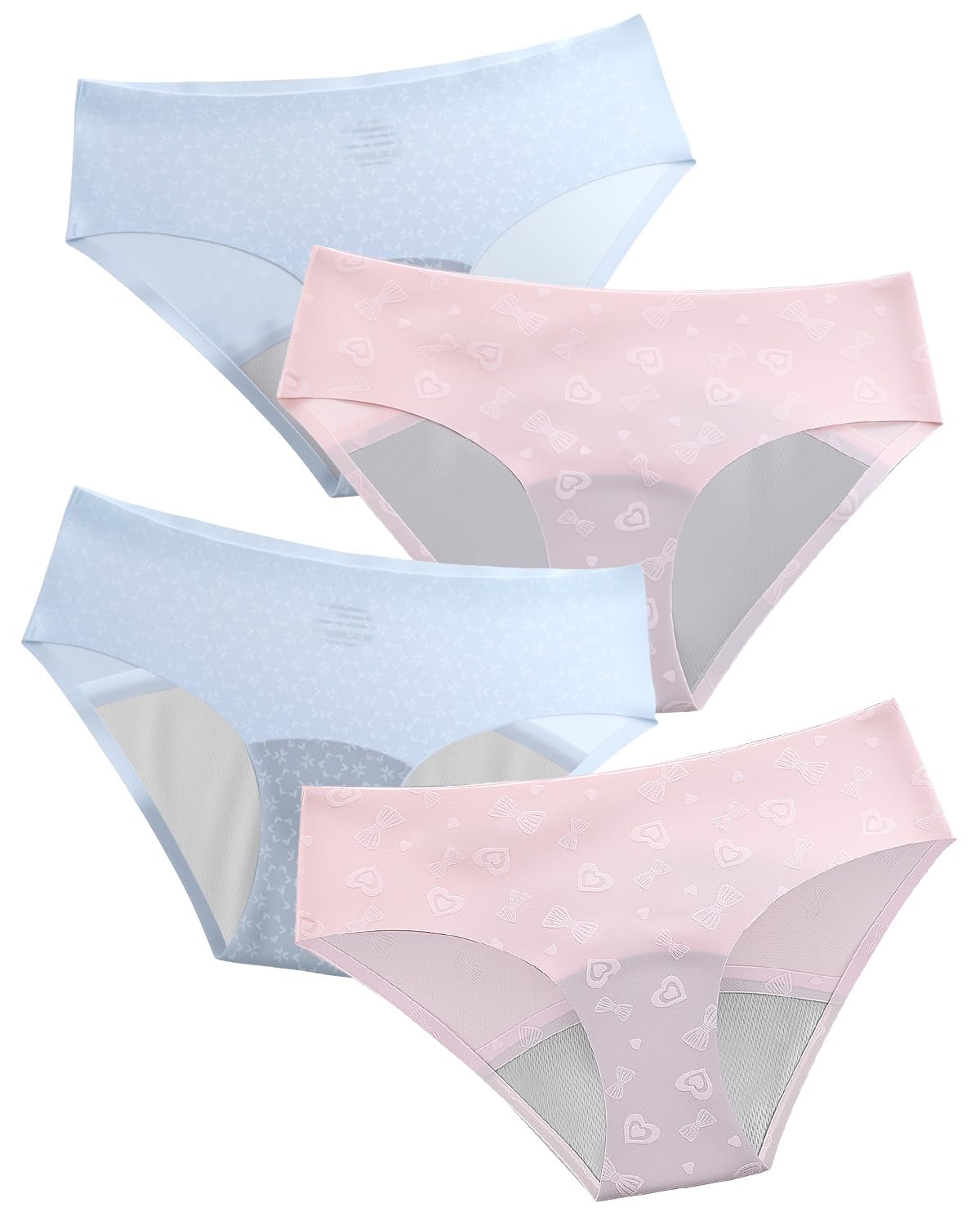 Period Underwear for Teens 4-Pack Day Night Set Seamless Leakproof Panties for Girls Heavy Flow Protection