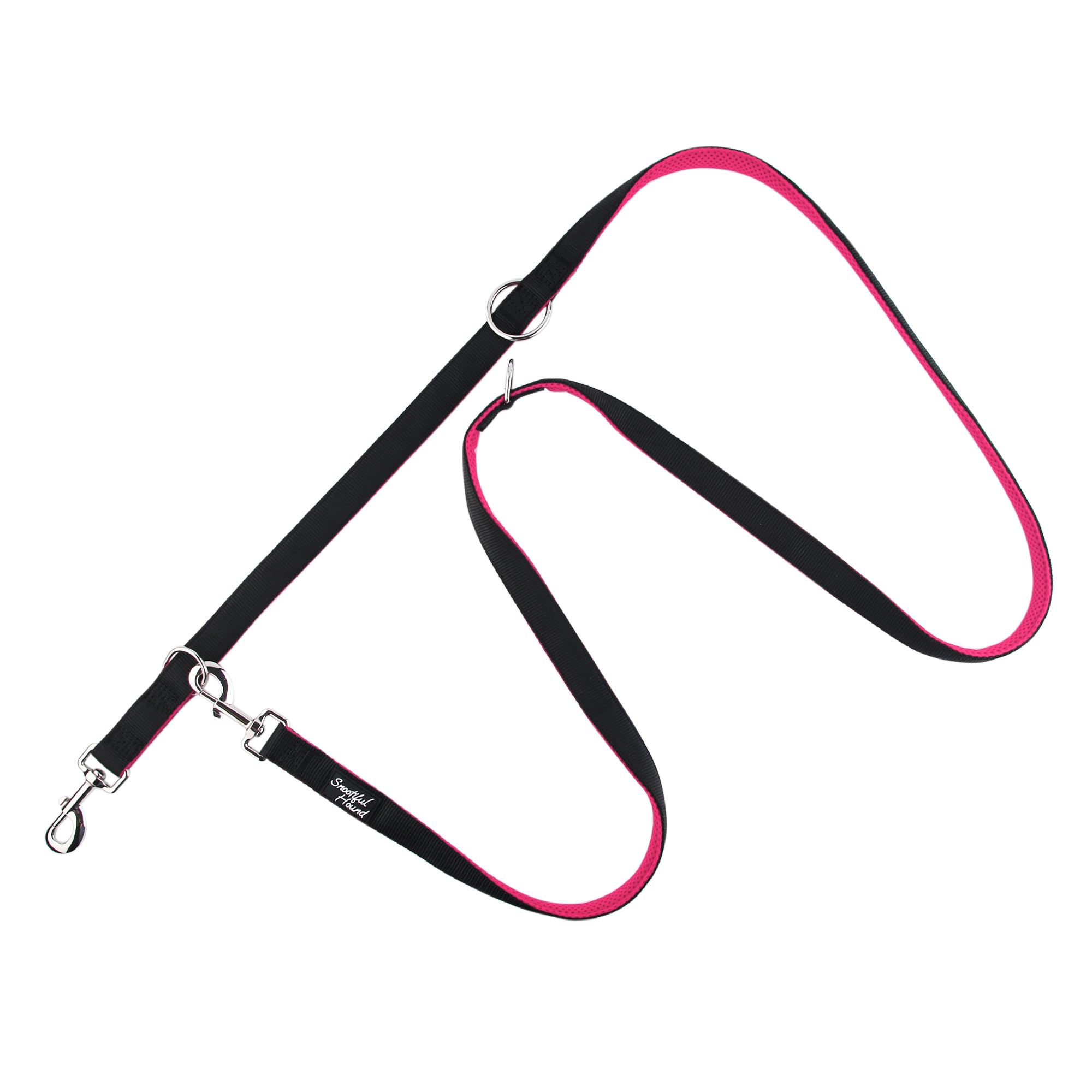 Snootiful Hound Double Ended Dog Lead - Ideal Training Lead - Comfort Mesh Padding - Double Clip Leash - 220cm x 2.5cm (Pink) - Image 3