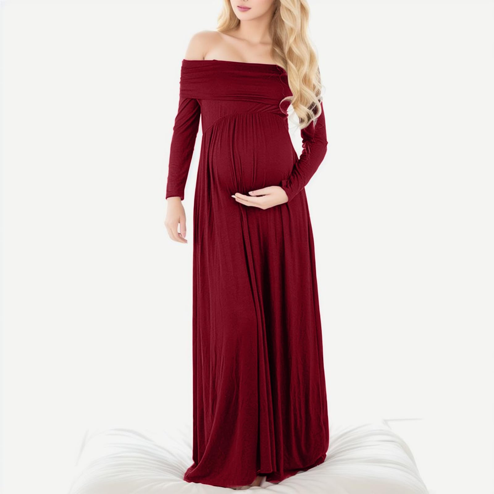 Generisch Ropa de Maternidad Vestido de Maternidad Proveedor Vestido de Maternidad Mujer Malla Manga Larga Vestido de Sesión de Fotos
