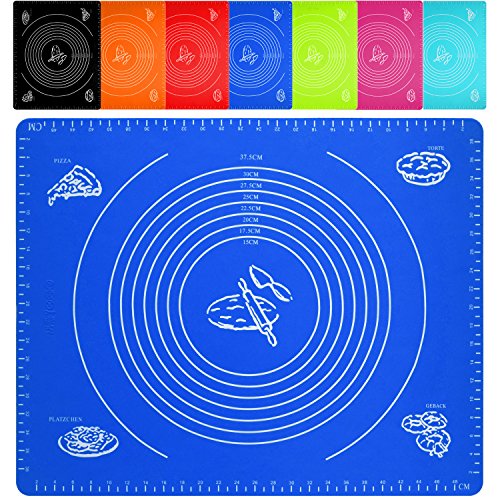 Belmalia Tapete de Silicona para Hornear, Enrollable, Resistente al Calor, para su Pizza, Masa, Fondant, Pasteles, Cocina 50x40cm Blu Marino Oscuro