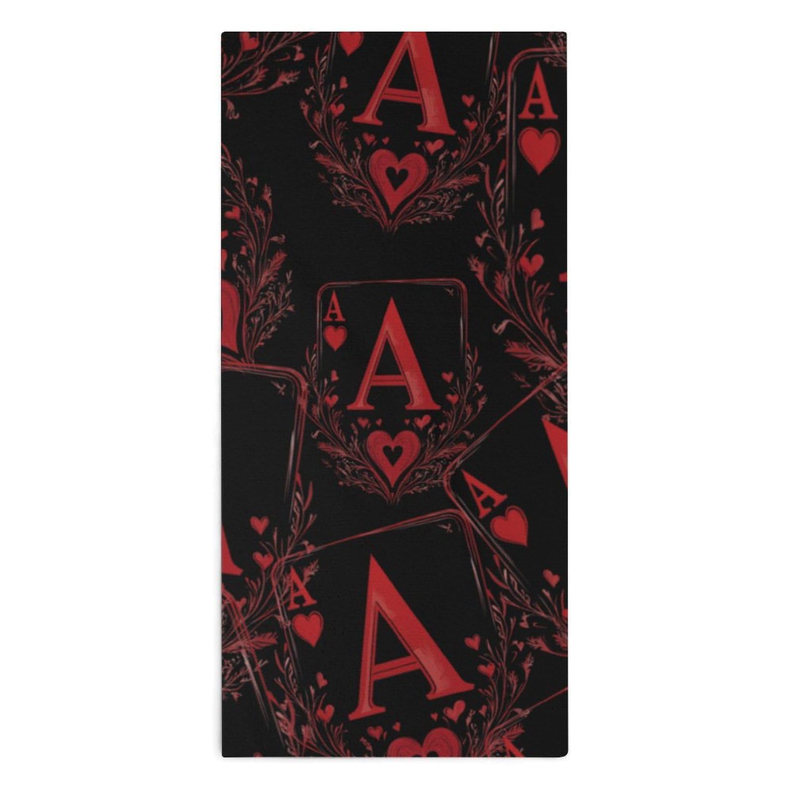 NCLQVJXZKHW A Red Heart Poker Hand Towels Soft Face Towel Gym Bathroom Travel Hotel 13"x28"