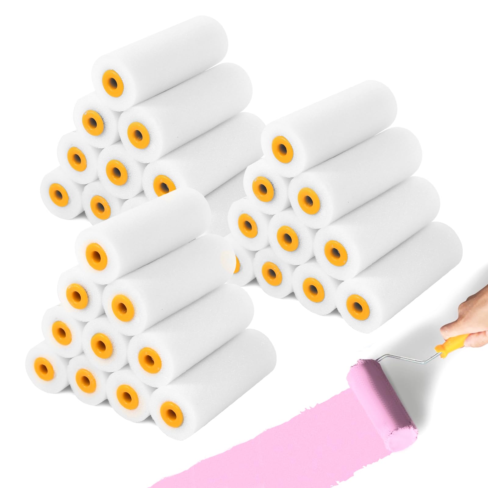 Wałek malarski, 30 x rolka piankowa, rolka lakieru, 10 cm, wałek malarski, wałek malarski, mały wałek do lakierowania domu i mebli oraz dekoracji