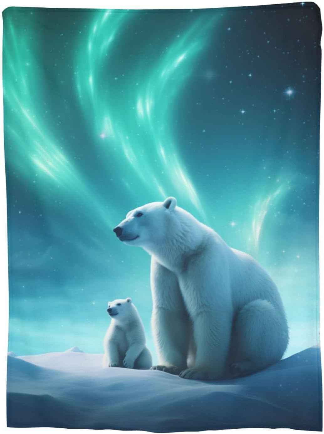 Polar Bear Blanket for Men Women - Aurora Animal Gifts for Bear Lovers - Soft Fuzzy Throw Blanket Decor - Plush Gift for Birthday Valentines 60x50 Inch