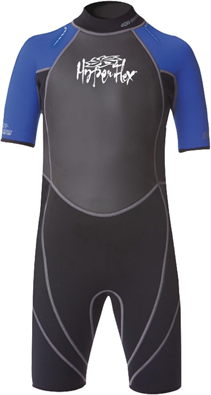 Hyperflex Access Unisex Child's 2mm Back Zip Shorty Wetsuit - Warm, Kid's Springsuit - 4-Way Stretch Neoprene - Adjustable Collar and Flat Lock Construction - 50+ UV SHIELD