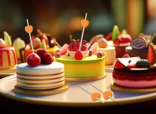 Miniatura 2 de ONLYKXY Palillos de dientes de bambú de 4.72 pulgadas con forma de corazón de madera para aperitivos, fiesta de té, despedida de soltera, boda, San
