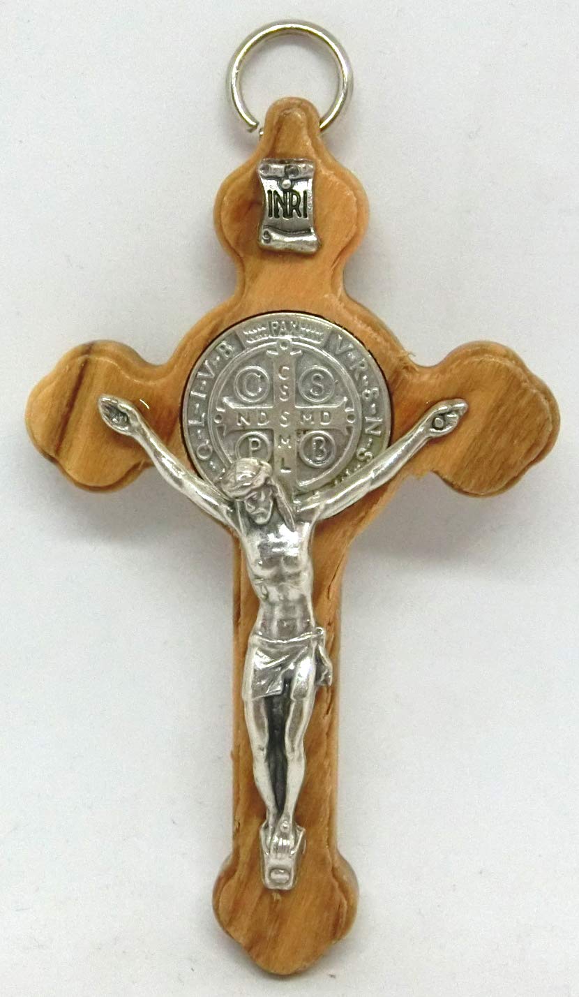 Croix de Saint Benoît en bois d'olivier GTBITALY 10.030.91 Taille 8 cm Décoration salon