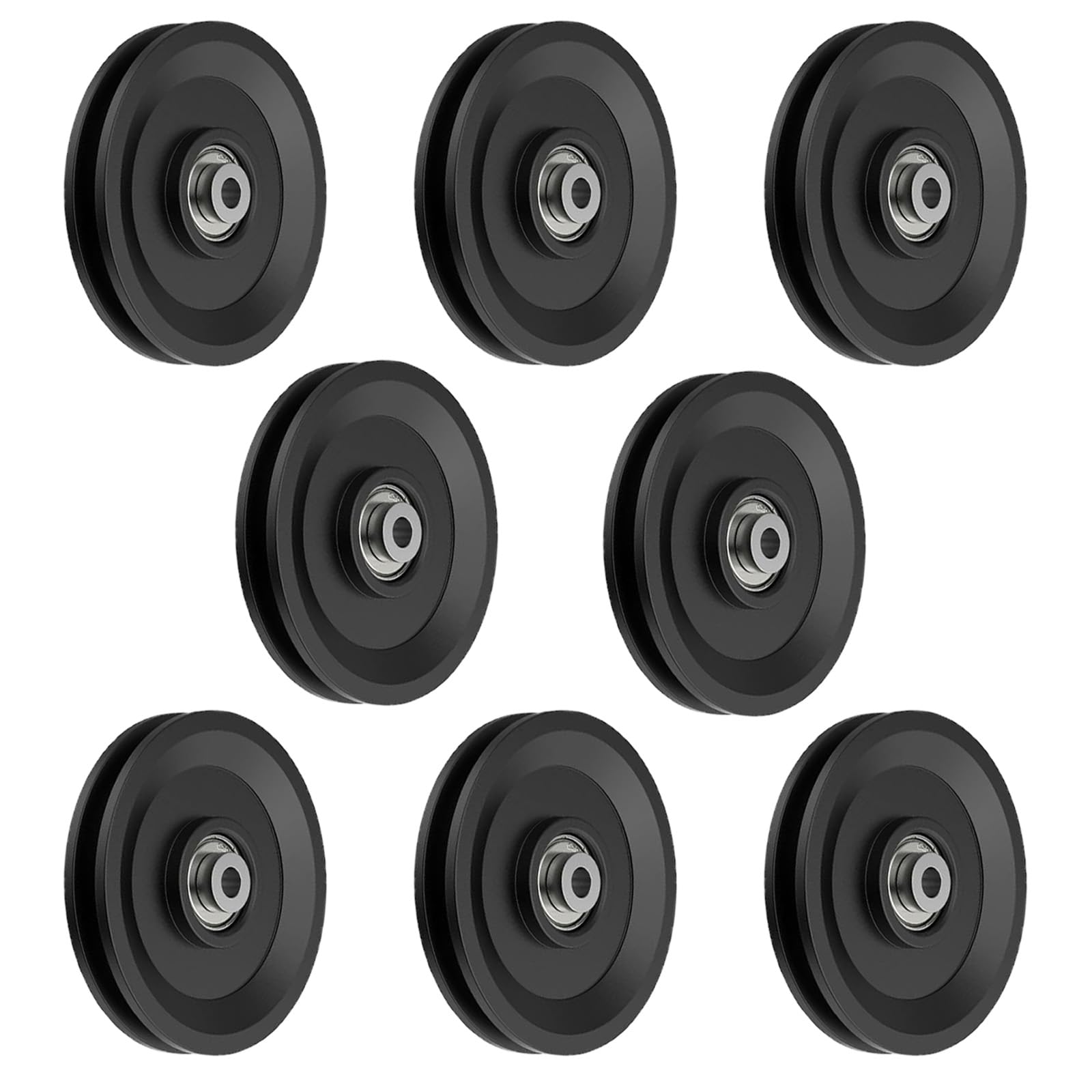 8 Stück 115mm Seilrolle Umlenkrolle, Universallager Riemenscheibe, Fitness-Zubehör Seilrollen, Nylon Umlenkrolle, Block Umlenkrollen, Drahtseilrolle für Gym Fitnessgeräte, Kabelmaschine, Garagentor