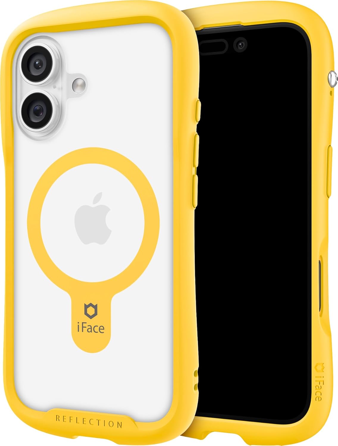 iFace Compatible with iPhone 16 - Clear Case [Reflection] [MagSynq] (Compatible with MagSafe) Tempered Glass Grip Bumper Shock Protection Sturdy Unique Design Fit Cell Phone Cover - Honey Yellow