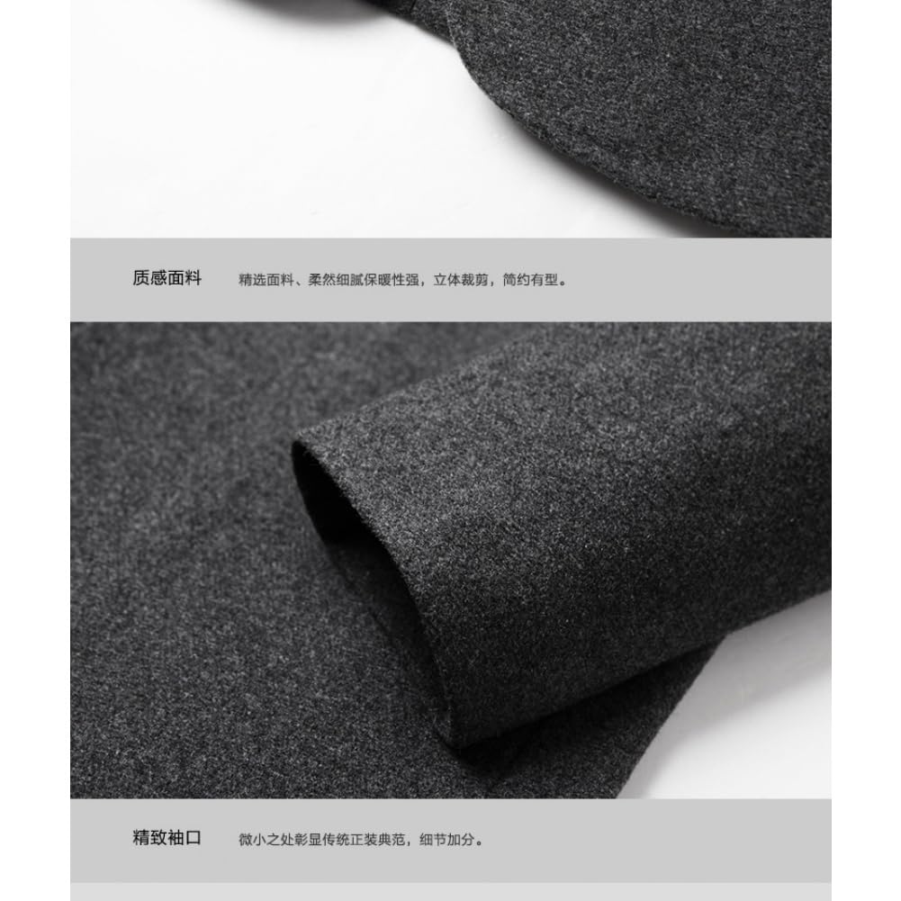 Men's Woolen Stand Collar Long Wool Blend Overcoat Slim Fit Down Topcoat Business Down Jacket Winter Stylish Long Slim — view 6