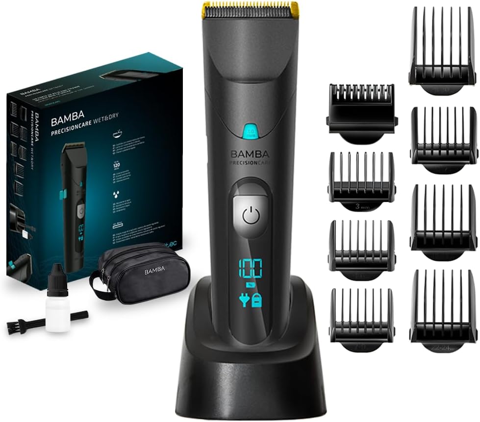 Cecotec Bamba PrecisionCare natdroge haartrimmer, titanium gecoate roestvrijstalen messen, lithiumbatterij, batterijduur tot 120 min, zwart