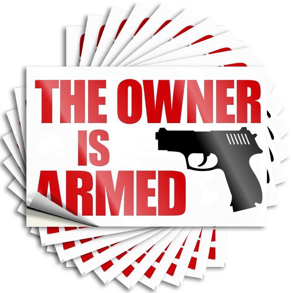 Armed Owner Warning Sign Decor Drinking DIY | Happy Sticker Bumper Removable Vinyl Sticker Decal(12X18CM)