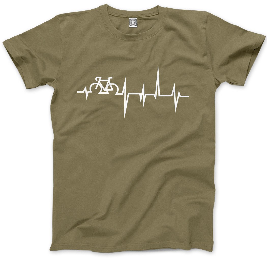 HotScamp Bike Heartbeat Men's Unisex T-Shirt - Khaki Large