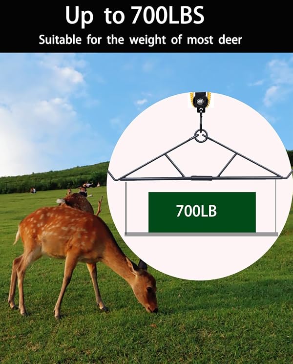 Deer Hanger for Skinning, Deer Hunting Game Hoist Pulley Lift System with Gambrel, Max to 700LB for Hanging and Processing Deer hog Goat by WHSSFINE - Image 2