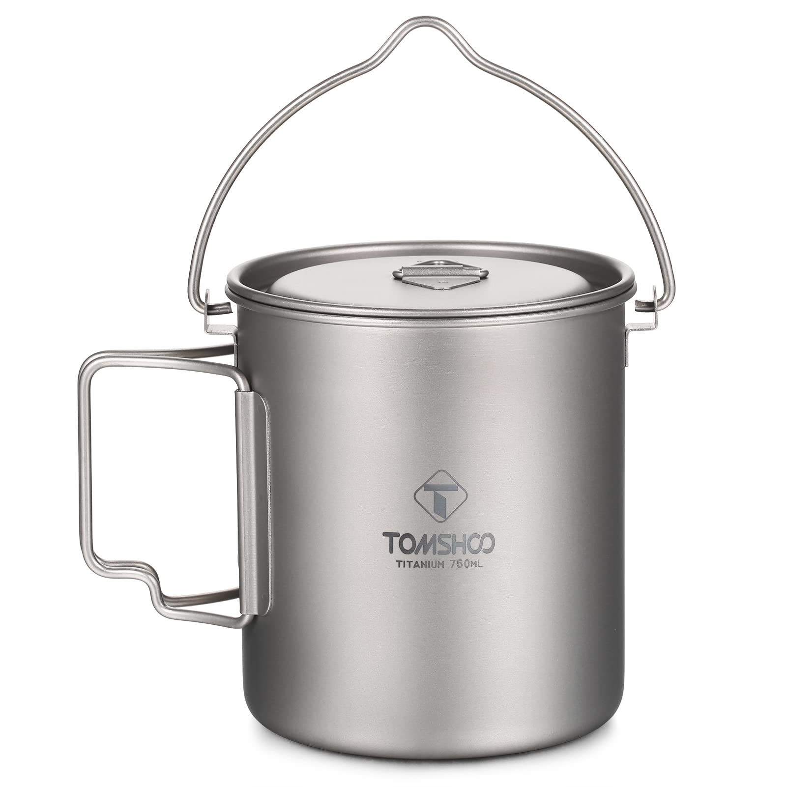 Camping Pot Titanium Pot 750ml/900ml/1100ml/1600ml/2000ml/2800ml Ultralight Hanging Pot with Lid and Foldable Handle Outdoor Camping Backpacking Cooking Picnic