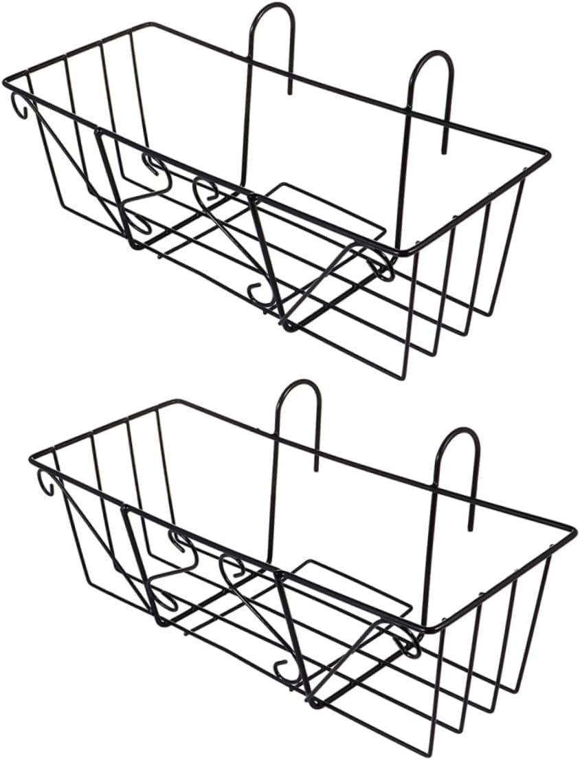VICASKY 2pcs Hanging Planter Rack Outdoor Flower Pot Holder for Railing Stylish Display Stand for Garden and Balcony Easy to Install and Use Design