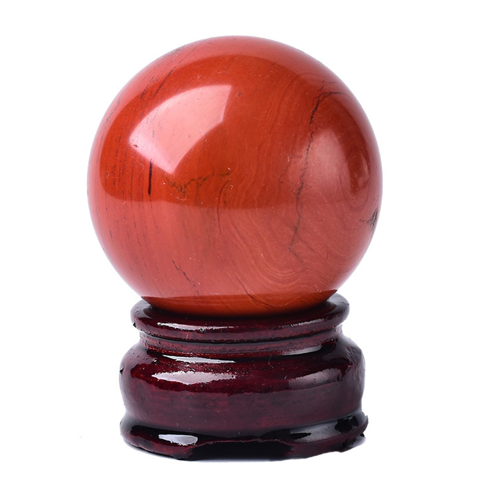 BJXKHFPIV Red Jasper Crystal Ball with Stand, Red Gemstone Sphere,Quartz Stone Polished Ornaments for Fengshui Divination Home Decoration Photography,70mm