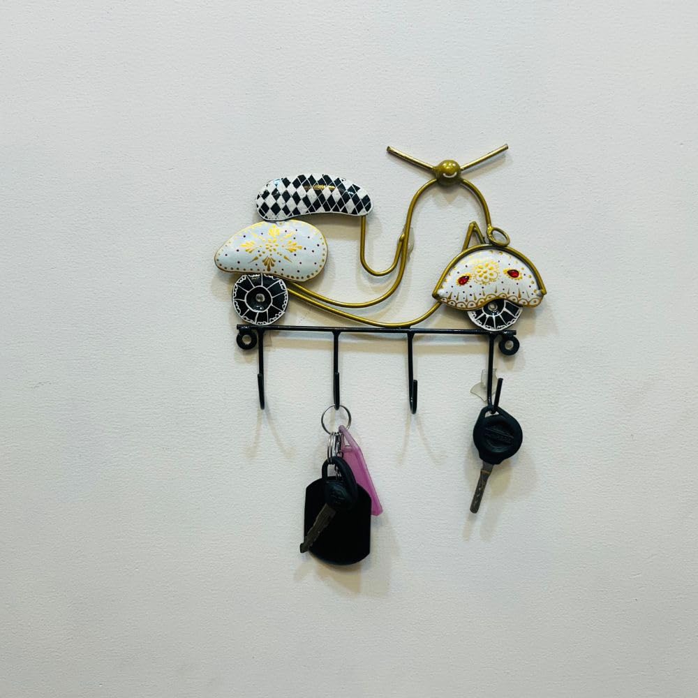 Handpainted Metal Key Holder - Unique Wall Decor -13