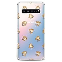 Vista 4 de Funda compatible con Samsung S24 S23 FE S22 Plus S21 Ultra S20+ S10 Note 20 S10e S9 Monkey Awesome Cute Kawaii Feminine Girls Design Print Clear
