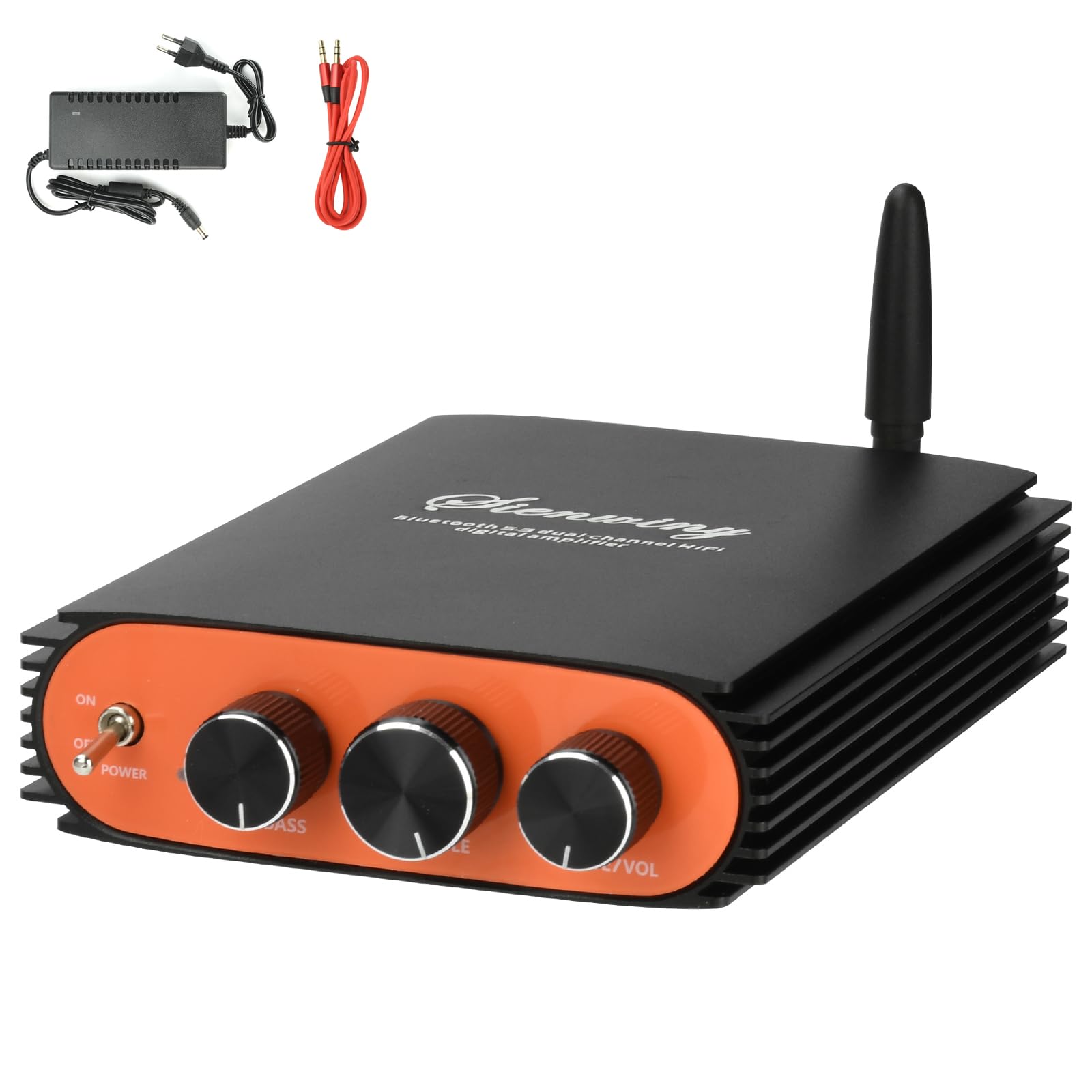 5.3 Bluetooth Verstärker HiFi Stereo, 300Wx2 2-Kanal Mini Subwoofer Amplifier mit TPA3255 Amp Chip, Class D Digital Audio Verstärker mit DSP ＆ SUB Out, DC 24-36V, BT/USB/AUX, 20Hz-20KHz