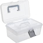 MyGift Clear Gray Multipurpose First Aid, Arts & Craft Supply Case/Storage Container Box w/Removable Tray