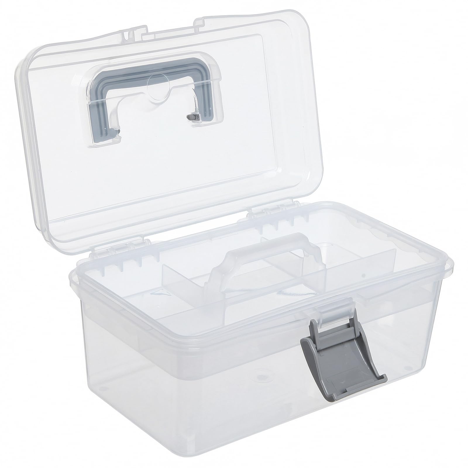 MyGift 10.2 Inch Transparent Plastic Empty Arts and Crafts Tackle Box